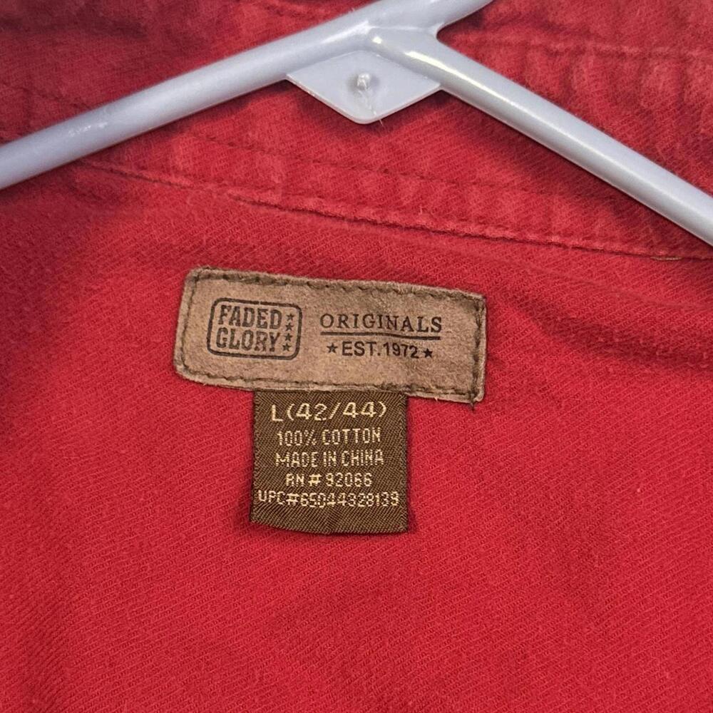 Vintage Faded Glory‎ Ruby Red Flannel Button Up – Size L - Picture 5 of 5